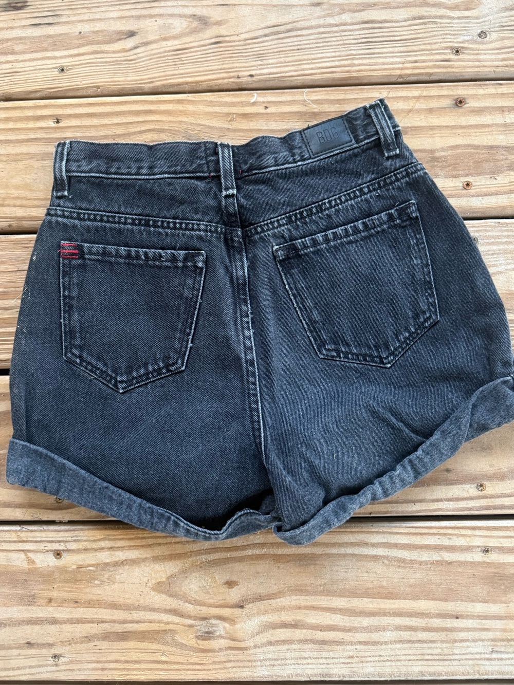 BDG Urban Outfitters Mom High-Rise Black Denim Cuffed Shorts - Picture 4 of 5